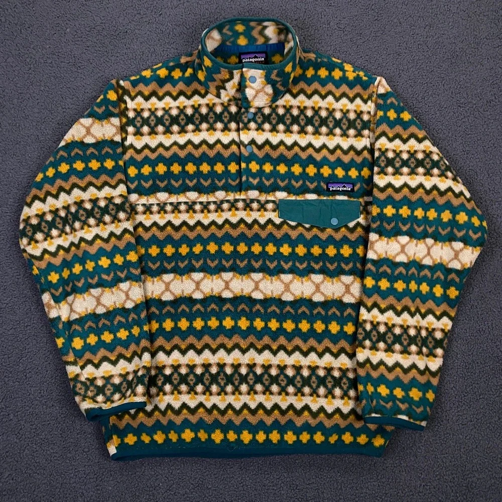 Patagonia Synchilla Fleece Snap T Pullover Mens Small Cliff Arbor Aztec Tribal